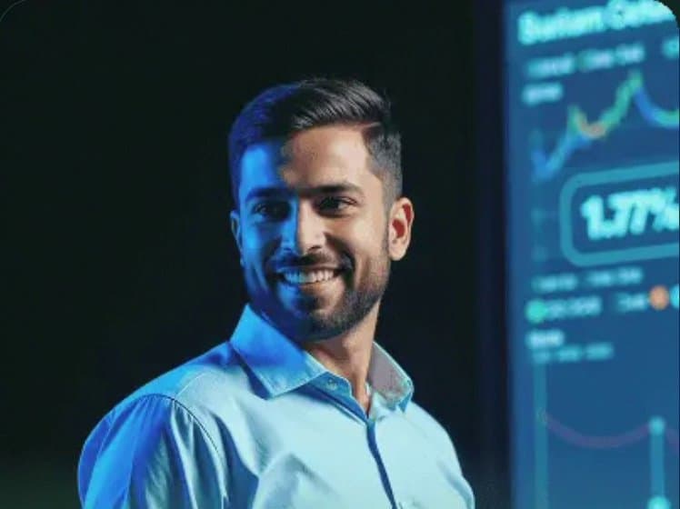 A healthcare executive presenting results